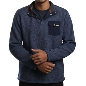 Woolrich Heather Blue 1/4 Snap Pull-over Fleece Lined Cozy‎ Sweater Men’s XL EUC